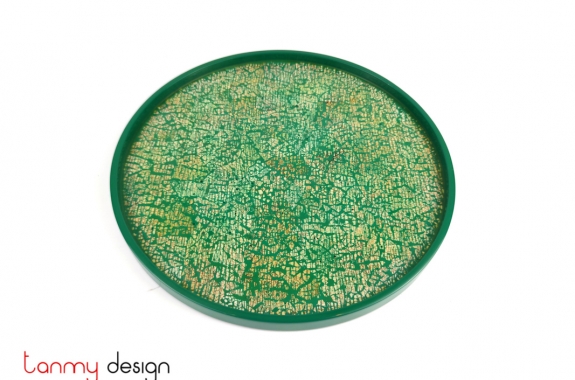 Green oval lacquer tray attached with eggshells 30*H2 cm